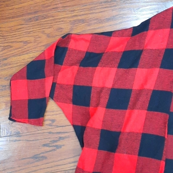 Buffalo Check Dolman Brushed Flannel Open front Cardigan - Picture 3 of 7